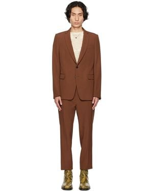 Dries Van Noten Orange Notched Lapel Suit - Black