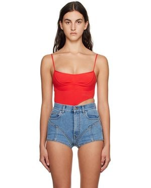 Mugler Cutout Bodysuit - Red