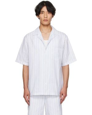 McQueen ホワイト＆ブルー スカル ストライプ シャツ