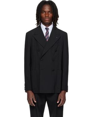 Valentino Double-Breasted Wool Blazer - Black