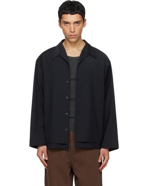 LE17SEPTEMBRE Double-Layered Open Collar Shirt - Black