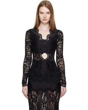 Rabanne Long-Sleeved Lace Blouse - Black