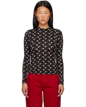 Marine Serre Recycled Moon Jersey Second Skin Top - Black