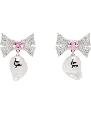 Jiwinaia Boucles D'Oreilles 'For You' À Perle Exclusives À Ssense - Noir