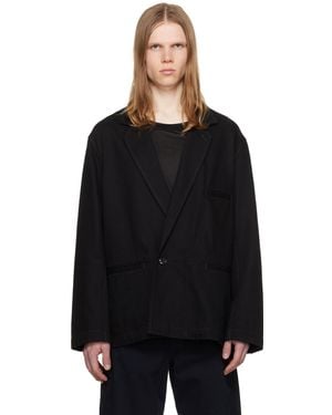 Lemaire Double-Breasted Denim Blazer - Black