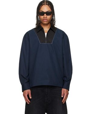 Marni Poplin Zip Bib Shirt - Blue