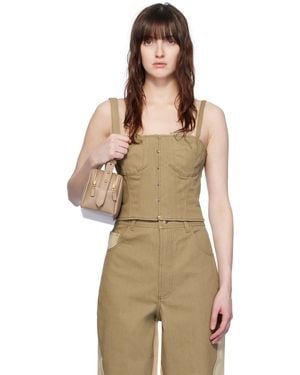 Elleme カーキ パネル デニム トップス - ナチュラル