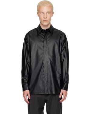 MM6 by Maison Margiela Long-Sleeved Faux-Leather Shirt - Black