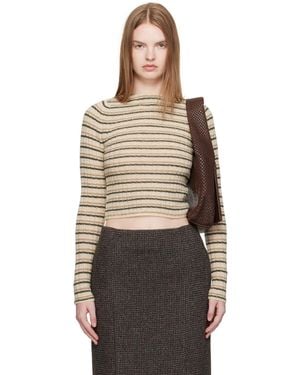 AURALEE Shetland Wool Cashmere Rib Knit Boat-Neck Sweater - Multicolor