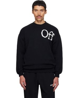 Off-White c/o Virgil Abloh 'Ow' Shared Logo Knit Crewneck Sweater - Black
