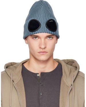 C.P. Company Extrafine Merino Wool Goggle Beanie - Blue