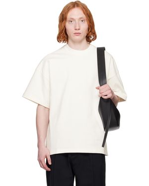 Jil Sander ホワイト ロゴタグ ショルダー Tシャツ