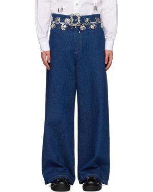 Chopova Lowena Carabiner Wide Leg Jeans - Blue