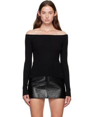 Courreges Off Shoulder Rib Knit Top - Black