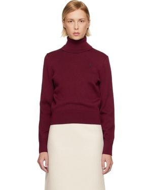 Ami Paris Burgundy Wool Ami De Coeur Turtleneck - Red