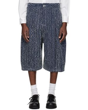 SAGE NATION Indigo Box Pleat Denim Shorts - Blue