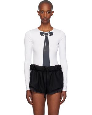 OPEN YY Ribbon Tie Bodysuit - Black