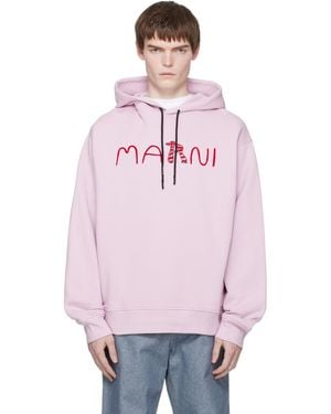 Marni Flocked Animal Alphabet Logo Hoodie - Pink