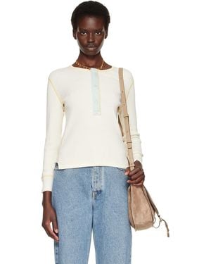 Chloé Off- Fitted Cotton Jersey Henley - White