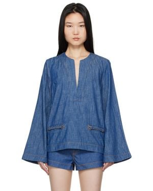 Zimmermann ブルー Wylie デニム チュニック ブラウス
