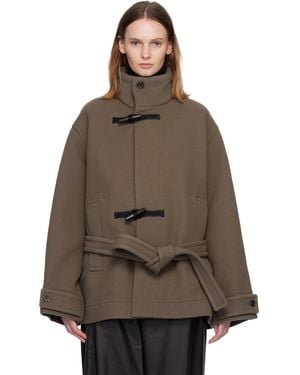 Lemaire Taupe Short Duffle Coat - Brown