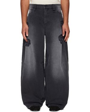 Simone Rocha Embellished Wide Leg Puddle Jeans - Black