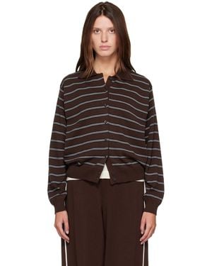 Cordera Organic Cotton Striped Polo Cardigan - Brown