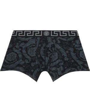 Versace Printed Jacquard Cotton-Jersey Long Boxer Briefs - Black