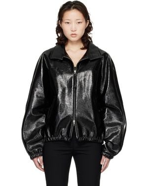Courreges Vinyl Zipped Bomber Jacket - Black