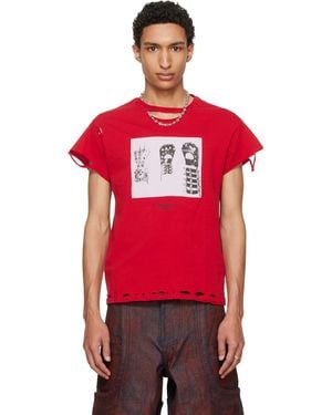 HYACYN Eet Distressed Gloves T-Shirt - Red