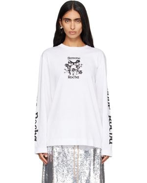 Simone Rocha 'Coming Up Roses' Print Long Sleeve T-Shirt - White