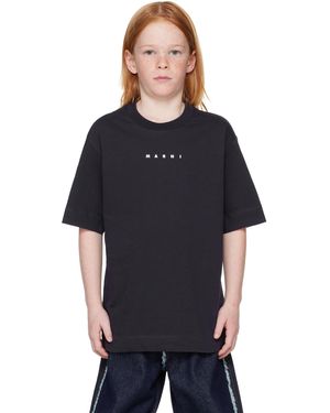 Marni キッズ｜ネイビー ロゴ Tシャツ - ブラック