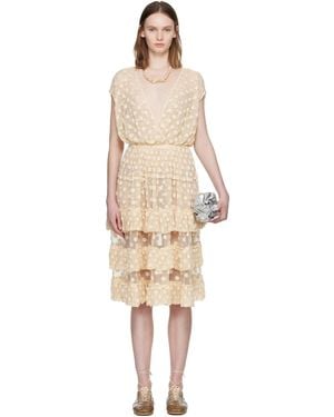 Dries Van Noten Off- Ruffled Mesh Midi Dress - Black