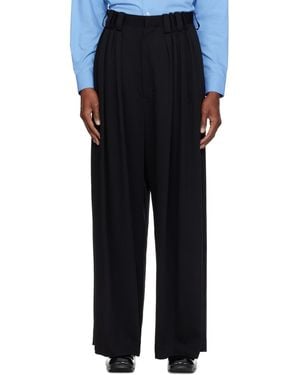 SOSHIOTSUKI Eight Tuck High Waist Trousers - Black