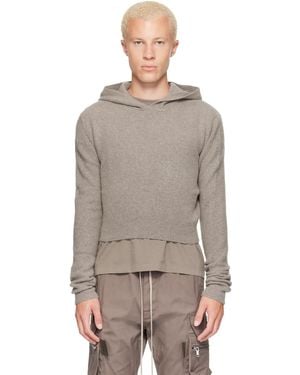 Rick Owens Tower Dust Felt Cashmere Cropped Hoodie - Grey