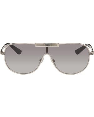 Versace Lunettes De Soleil Argentées À Motif Greca - Gris