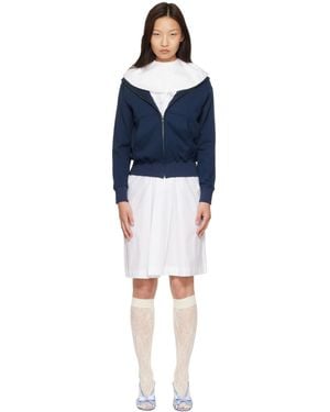 Ans Dostoevner Docking Plated Collar Midi Dress Set - Blue