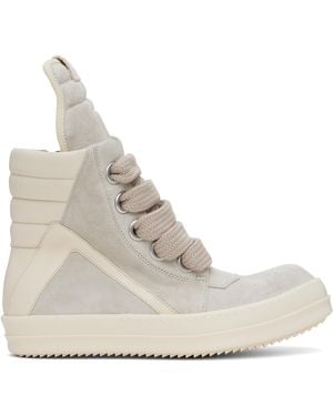 Rick Owens グレー＆オフホワイト Hollywood Jumbolace Geobasket スニーカー