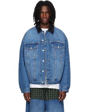 Alexander Wang Plaid Combo Reversible Trucker Denim Jacket - Blue