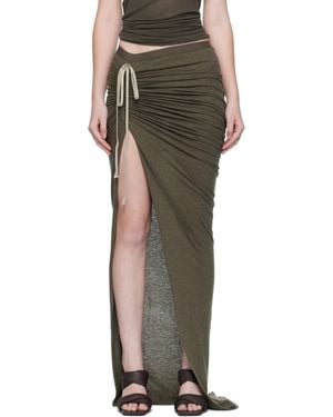 Rick Owens カーキ Concordians Edfu マキシスカート - ブラック
