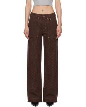 Marine Serre ブラウン Moon Jacquard ツイル カーゴ ワークパンツ