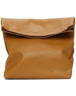 Vetements Beige Leather Paper Bag Clutch - Natural