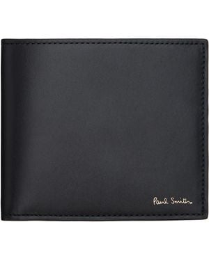 Paul Smith Portefeuille À Deux Volets Noir En Cuir À Rayures Emblématiques