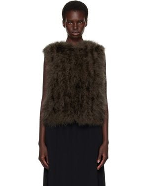 Yves Salomon Cropped Feather Gilet Vest - Black