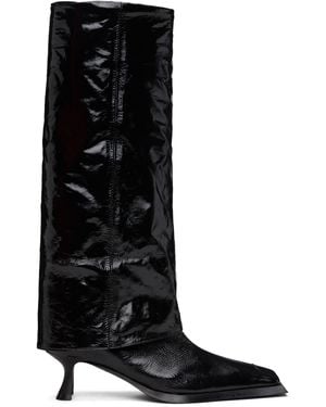 Miista Morgan Fold Over Tall Boots - Black
