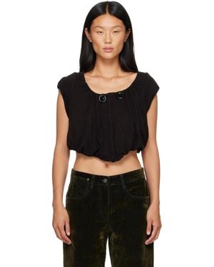 OPEN YY Shirred Jersey Vest - Black