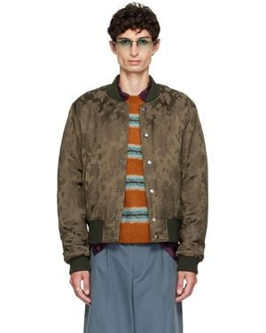 Dries Van Noten Khaki Pattern Bomber Jacket - Brown