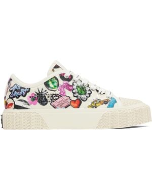 Marc Jacobs ホワイト 'The Sticker Canvas Sneaker' スニーカー - ブラック