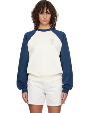 Ami Paris Off- & Cotton Knitted Ami De Coeur Sweatshirt - Blue