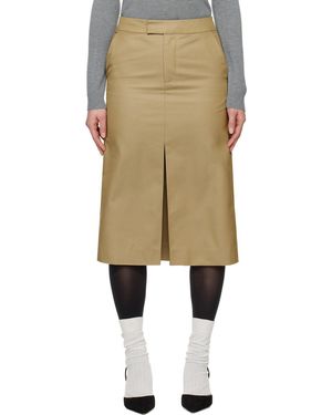 ShuShu/Tong Tan Front-Slit Straight Midi Skirt - Natural